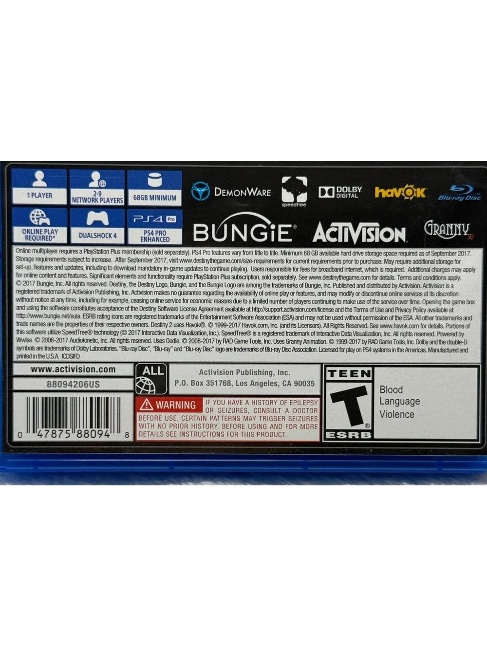 Destiny 2 PS4 PlayStation 4 Complete CIB Game Bungie Activision